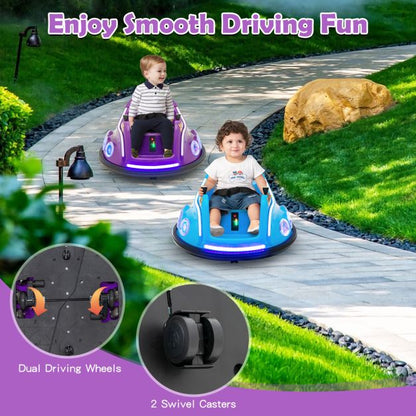 Electric Bumper Car with 360° Spin and Remote Control for Toddlers and Babies-Purple