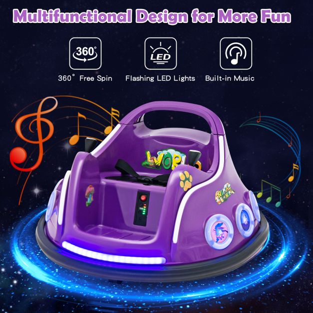 Electric Bumper Car with 360° Spin and Remote Control for Toddlers and Babies-Purple