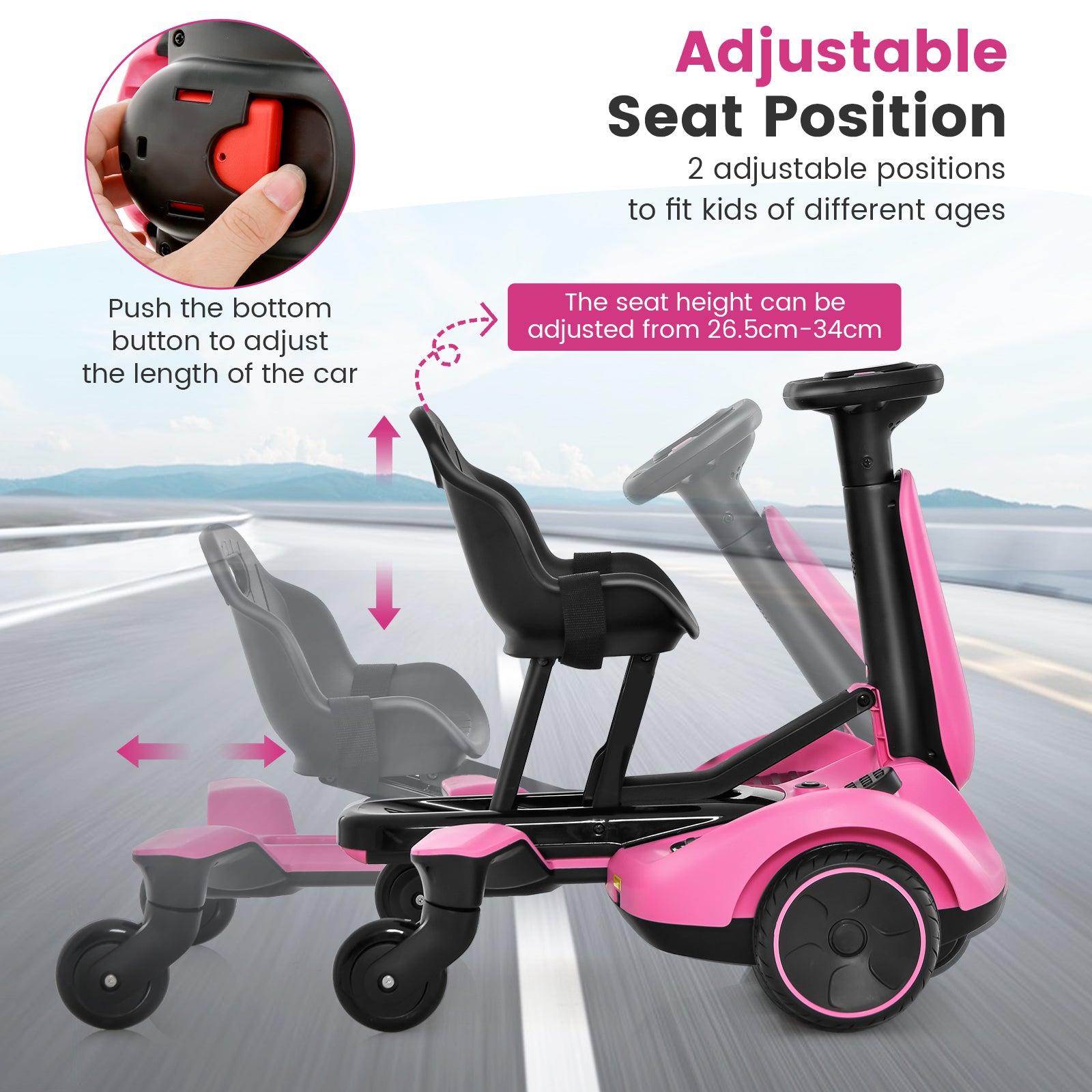 6V Electric Ride on Drift Car for Kids Aged 3-8 Years Old-Pink