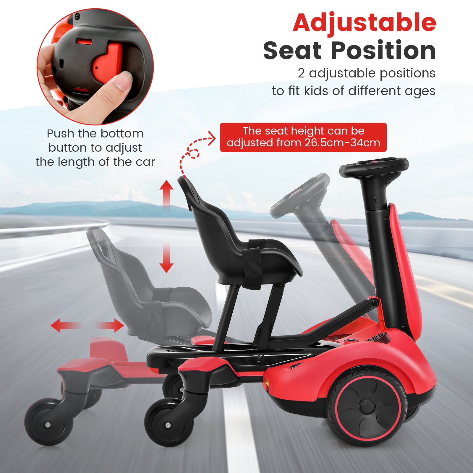 6V Electric Ride on Drift Car for Kids Aged 3-8 Years Old-Red