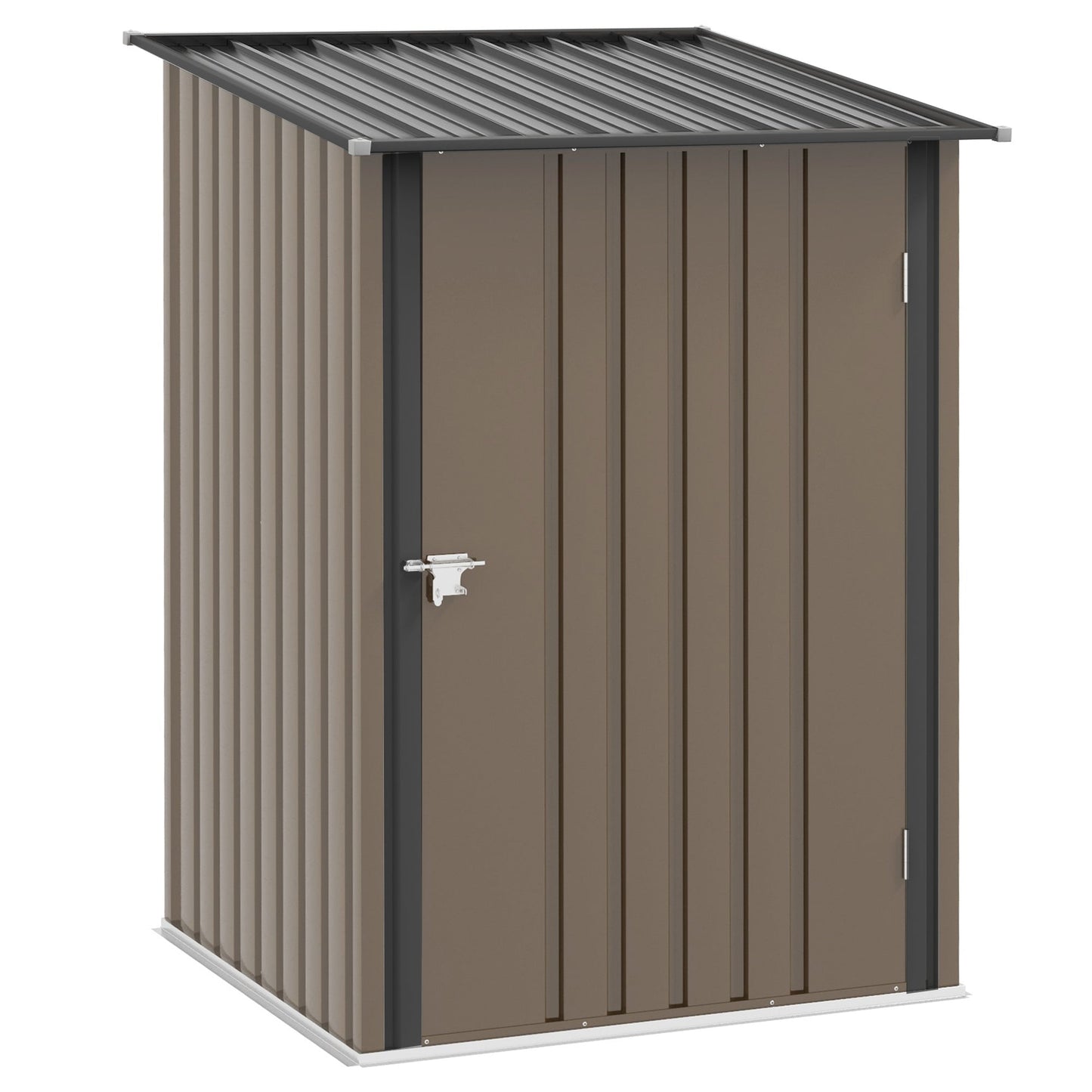 Outsunny Small Metal Garden Shed 3.3 x 3.4 Lean To Steel Garden Shed with Locking Door, Brown