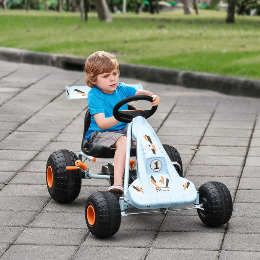 HOMCOM Kids Dziecięcy Gokart na pedały Ręczny samochód do jazdy z hamulcem, biegami, kierownicą, regulowanym siedzeniem, pojazd do zabawy na świeżym powietrzu, 97 x 66 x 59 cm