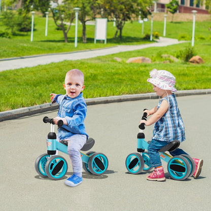 Baby Balance Bike with 4 Wheels and Limited Steering-Blue