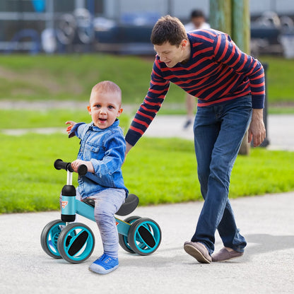 Baby Balance Bike with 4 Wheels and Limited Steering-Blue