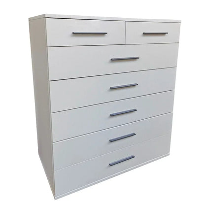 White Chest of Drawers TUNIS Large Chest, 7 Drawers Matte Finish