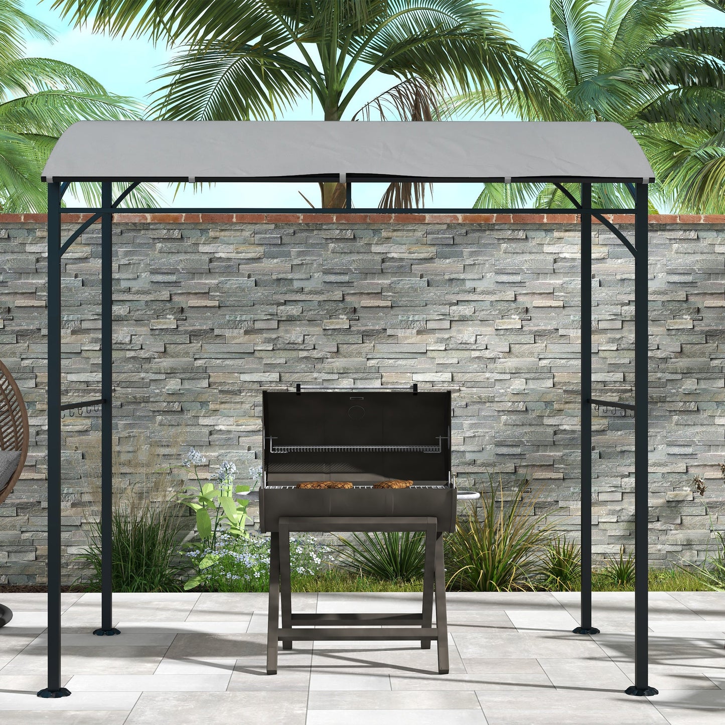 Outsunny 2.2 x 1.5m Metal Frame BBQ Grill Gazebo - Grey