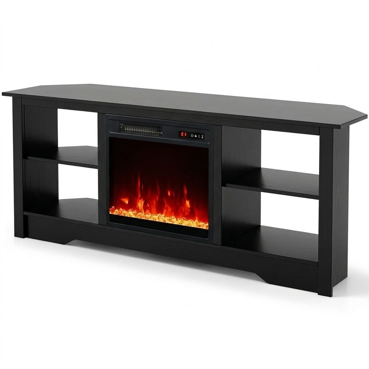 TV Stand and Electric Fireplace Set with Adjustable Flame Effects-Black