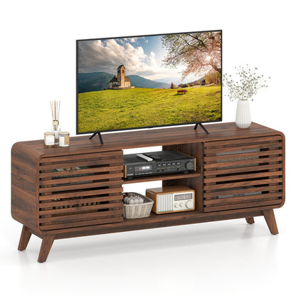 TV Stand for 65" TVs Mid Century Modern Entertainment Center-Walnut