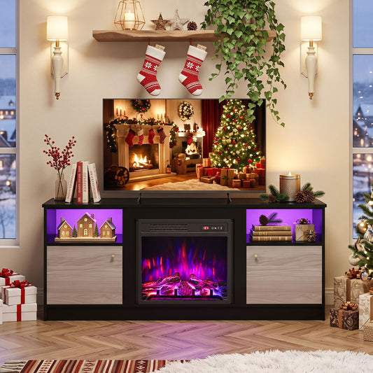 TV Stand with Electric Fireplace Combo for Living Room