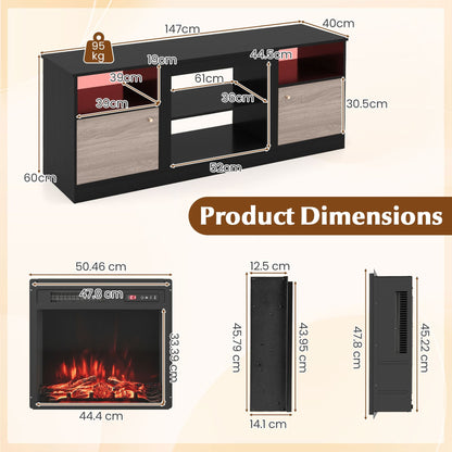 TV Stand with Electric Fireplace Combo for Living Room