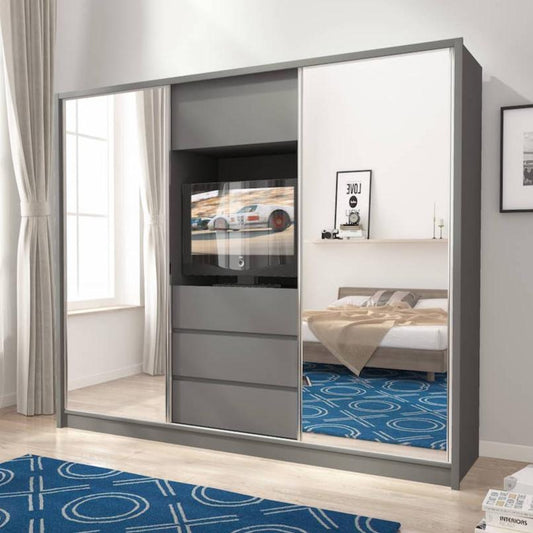 TV Sliding Door Wardrobe 254cm