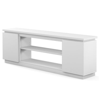 TV Cabinet for TVs up to 80 Inch Media Console Table with 3 Adjustable Shelves-White