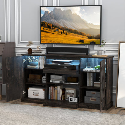 TV Cabinet with 3-Level Shelves for TVs up to 68 Inch-Oak