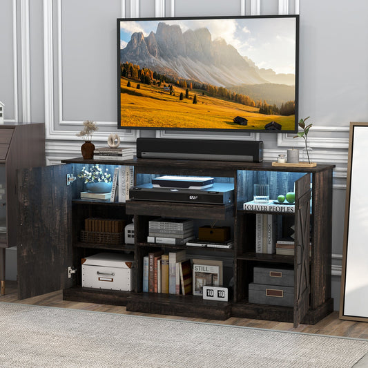 TV Cabinet with 3-Level Shelves for TVs up to 68 Inch-Oak