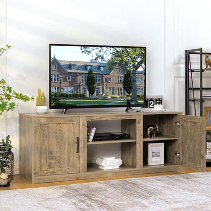 TV Stand for 65 Inches TVs with Storage Cabinets and Adjustable Shelves-Natural