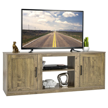 TV Stand for 65 Inches TVs with Storage Cabinets and Adjustable Shelves-Natural