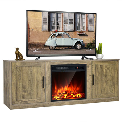 TV Stand for 65 Inches TVs with Storage Cabinets and Adjustable Shelves-Natural