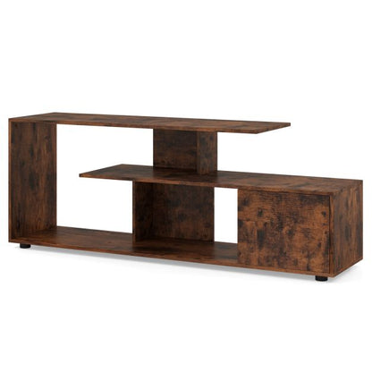 TV stand for TVs up to 55 inches with shelves &amp; cabinet TV cabinet lowboard brown