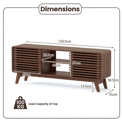 TV Stand for TVs up to 65 Inches Entertainment Center with Sliding Doors-Walnut