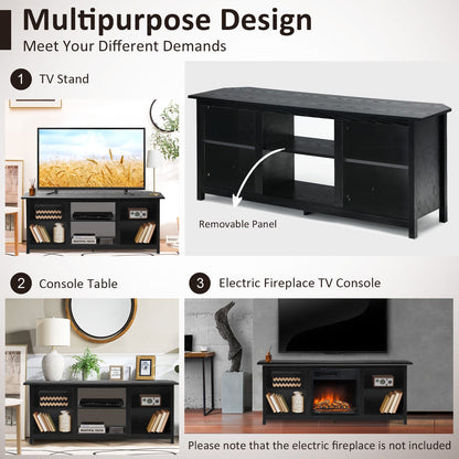 TV Stand for TVs up to 65 Inches with 6 Open Shelves-Black