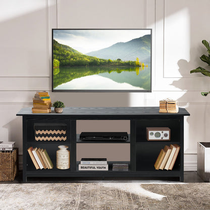 TV Stand for TVs up to 65 Inches with 6 Open Shelves-Black