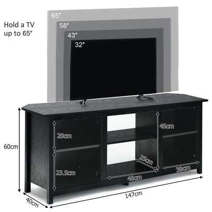 TV Stand for TVs up to 65 Inches with 6 Open Shelves-Black
