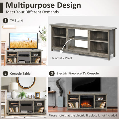TV Stand for TVs up to 65 Inches with 6 Open Shelves-Grey