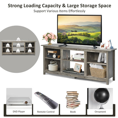 TV Stand for TVs up to 65 Inches with 6 Open Shelves-Grey