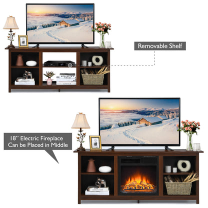 TV Stand for TVs up to 65 Inches with 6 Open Shelves-Coffee