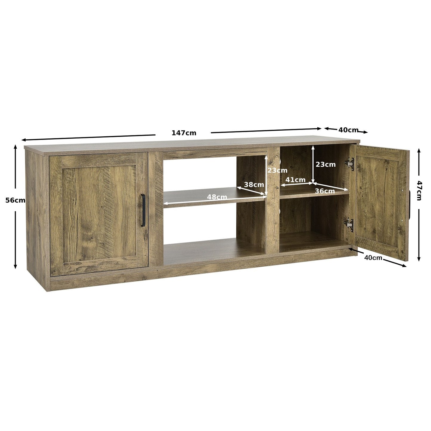 TV Stand for 65 Inches TVs with Storage Cabinets and Adjustable Shelves-Natural