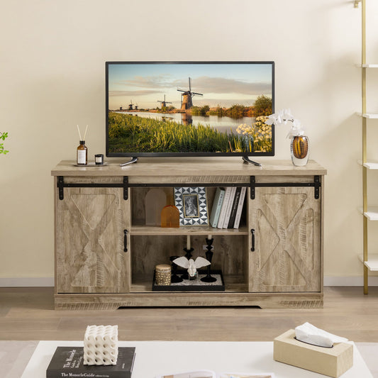 TV Stand with Adjustable Shelves for TVs up to 65 Inches-Grey