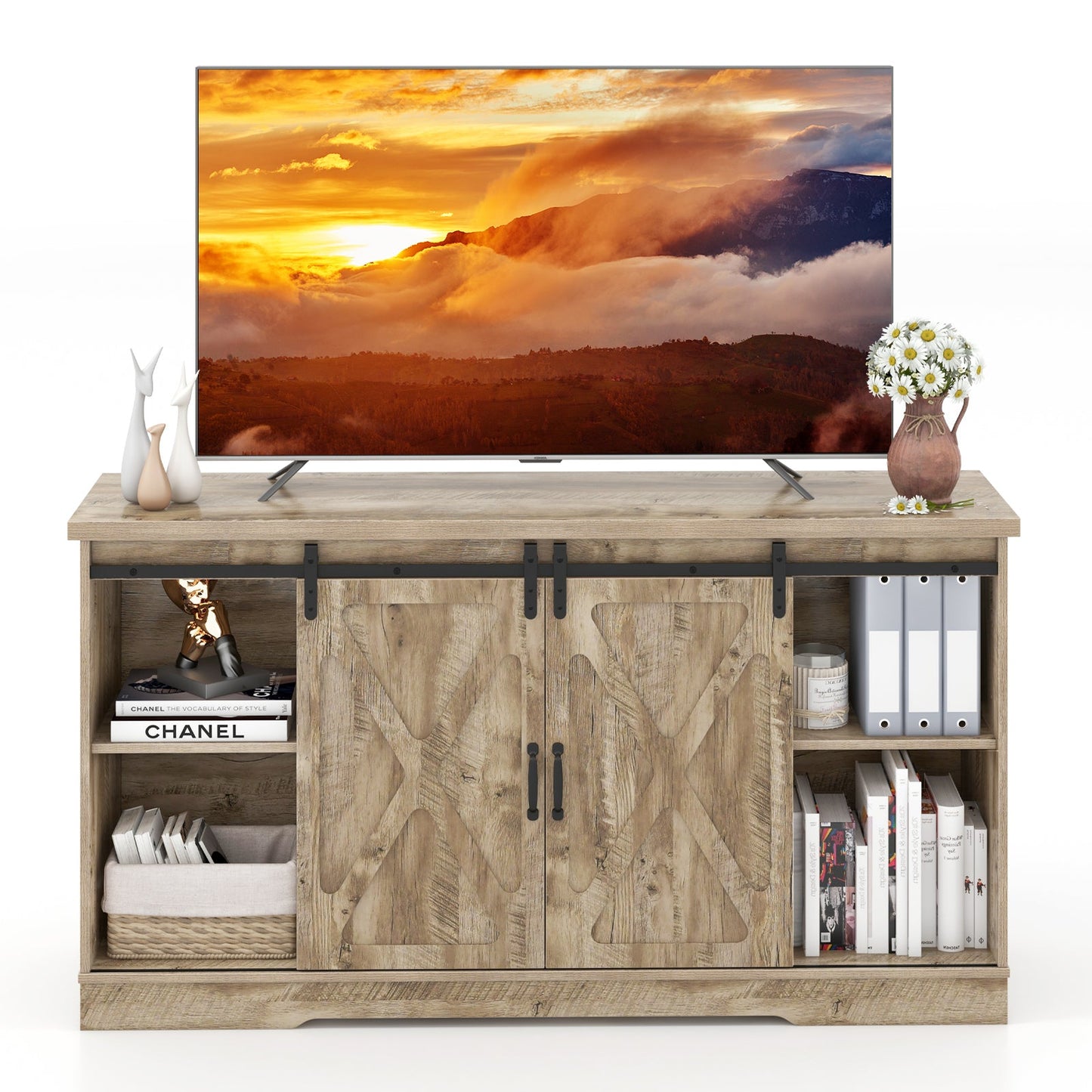 TV Stand with Adjustable Shelves for TVs up to 65 Inches-Grey