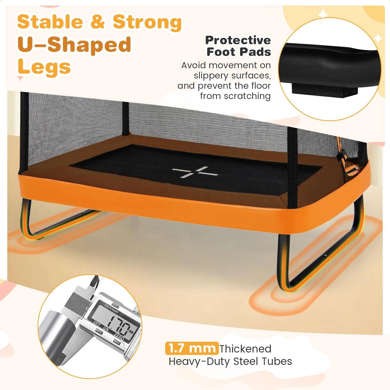 6 Feet Kids Trampoline with Swing and Enclosure Safety Net-Orange