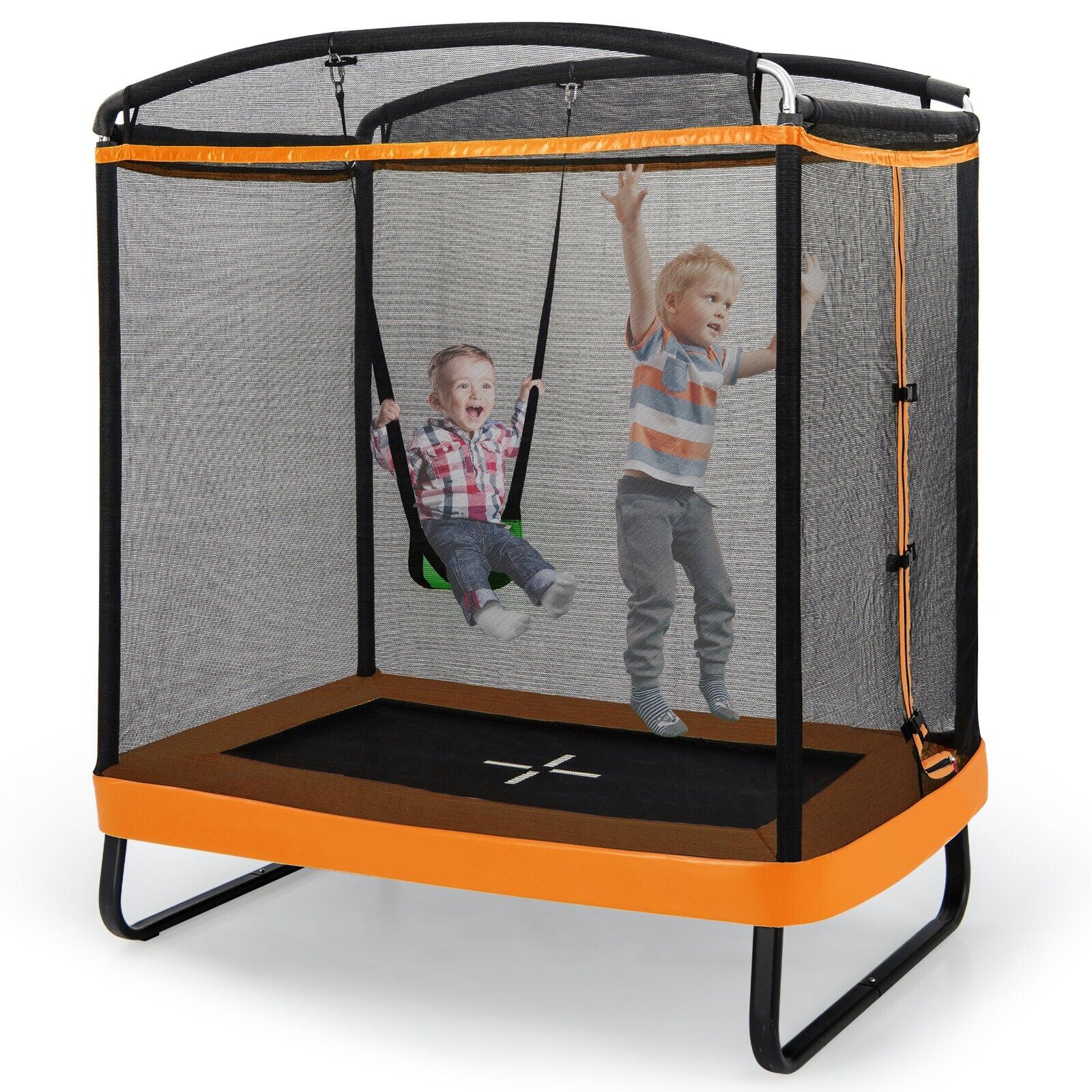 6 Feet Kids Trampoline with Swing and Enclosure Safety Net-Orange