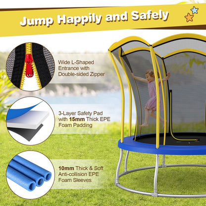 10 Feet Unique Flower Shape Trampoline with Galvanized Steel Frame-Yellow