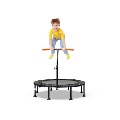 110 CM Mini Trampoline Bounce with Height Adjustable Handrail-Orange