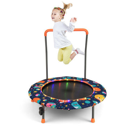 Mini Trampoline for Children with LED Lights and Padded Safety Handle-Multicolor