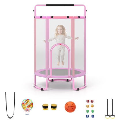 6-in-1 Kids Trampoline 140 cm Indoor Outdoor Trampoline with Swing-Purple