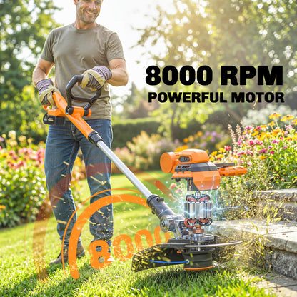 Outsunny Cordless Strimmer with 2 x 4.0Ah Lithium Batteries & Charger, 2-in-1 Lightweight Cordless Grass Trimmer and Lawn Edger