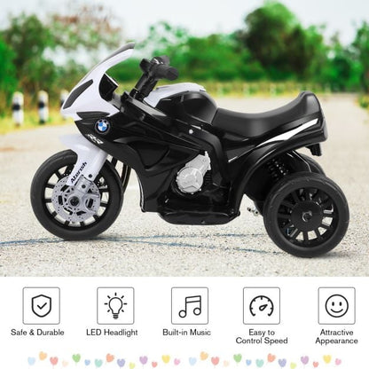 6V Kids Ride on Motorcycle with Training Wheels and Head Light-Black