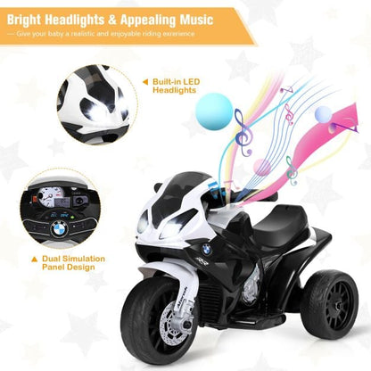 6V Kids Ride on Motorcycle with Training Wheels and Head Light-Black