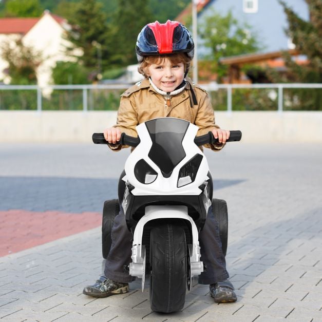 6V Kids Ride on Motorcycle with Training Wheels and Head Light-Black