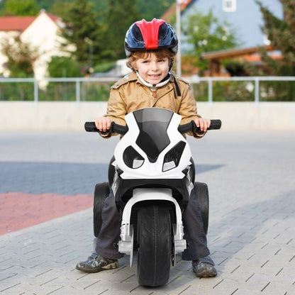 6V Kids Ride on Motorcycle with Training Wheels and Head Light-Black