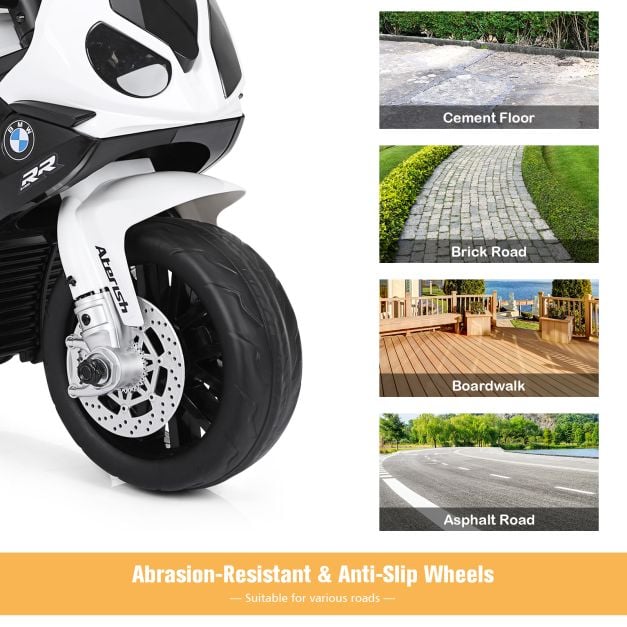 6V Kids Ride on Motorcycle with Training Wheels and Head Light-Black