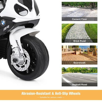 6V Kids Ride on Motorcycle with Training Wheels and Head Light-Black