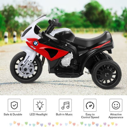 6V Kids Ride on Motorcycle with Training Wheels and Head Light-Red