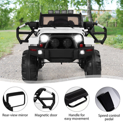 Electric Kids Ride on Car with LED Lights Music and Remote Control-White