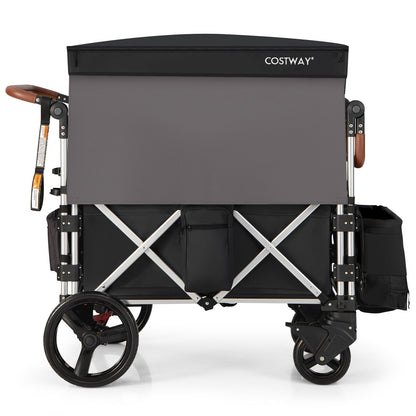 Twin Baby Double Stroller Wagon Push Pull Stroller-Black