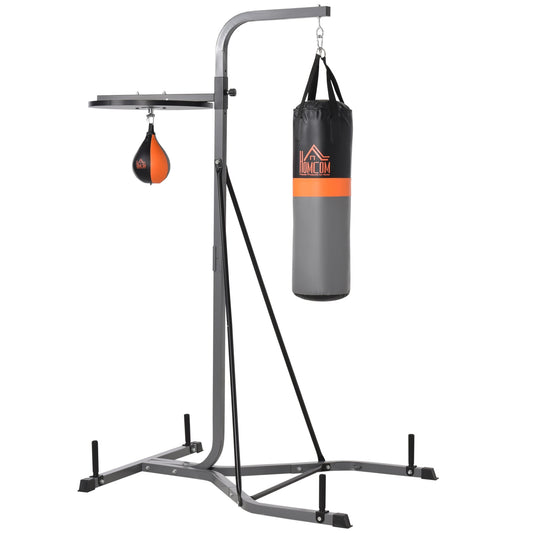 HOMCOM Freestanding Boxing Punch Bag & Speed Ball Station Hanging Frame Training Exercise Platform Home Gym Heavy Duty