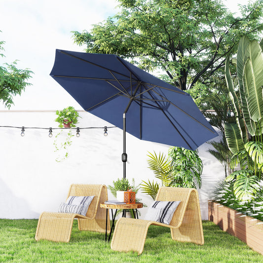 Outsunny 3 m Garden Parasol Umbrellas in Navy Blue, image 2